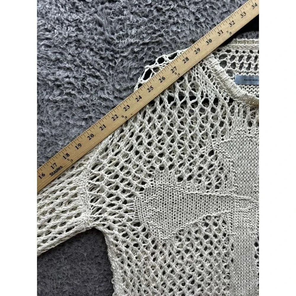 Racer Worldwide Cross Net Weave Oversized Pullover Sweater Beige Size M Unisex - Picture 10 of 11